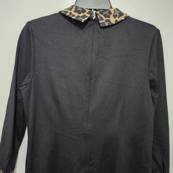 Talbots Black Dress with Leopard Accents Size 12P New Without Tags - Picture 7 of 8